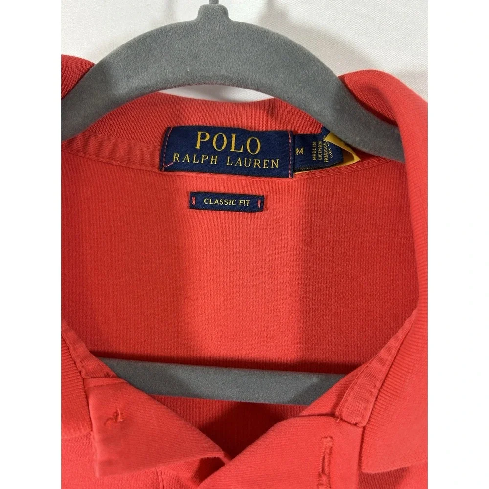 Polo Ralph Lauren Custom Sim Fit Soft Cotton Polo Shirt‎ M Coral Red Preppy Golf